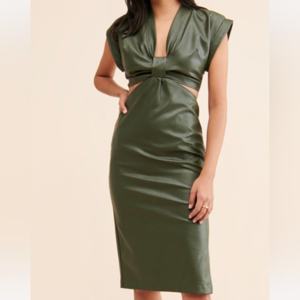 Green size 4 faux leather dress from Anthropologie